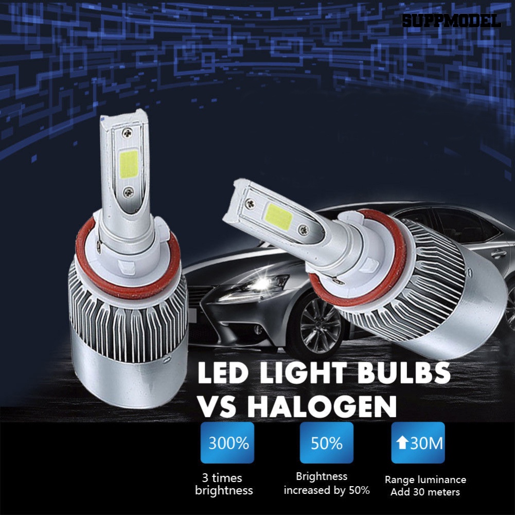 [SM] 2pcs H8 H9 H11 1200W 6000K Super Terang Lampu LED Mobil Kendaraan Headlight Bulb