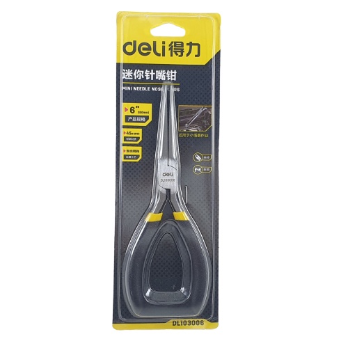 Tang Lancip Jepit 6 inch Deli Long Nose Pliers 150mm Cucut DL103006