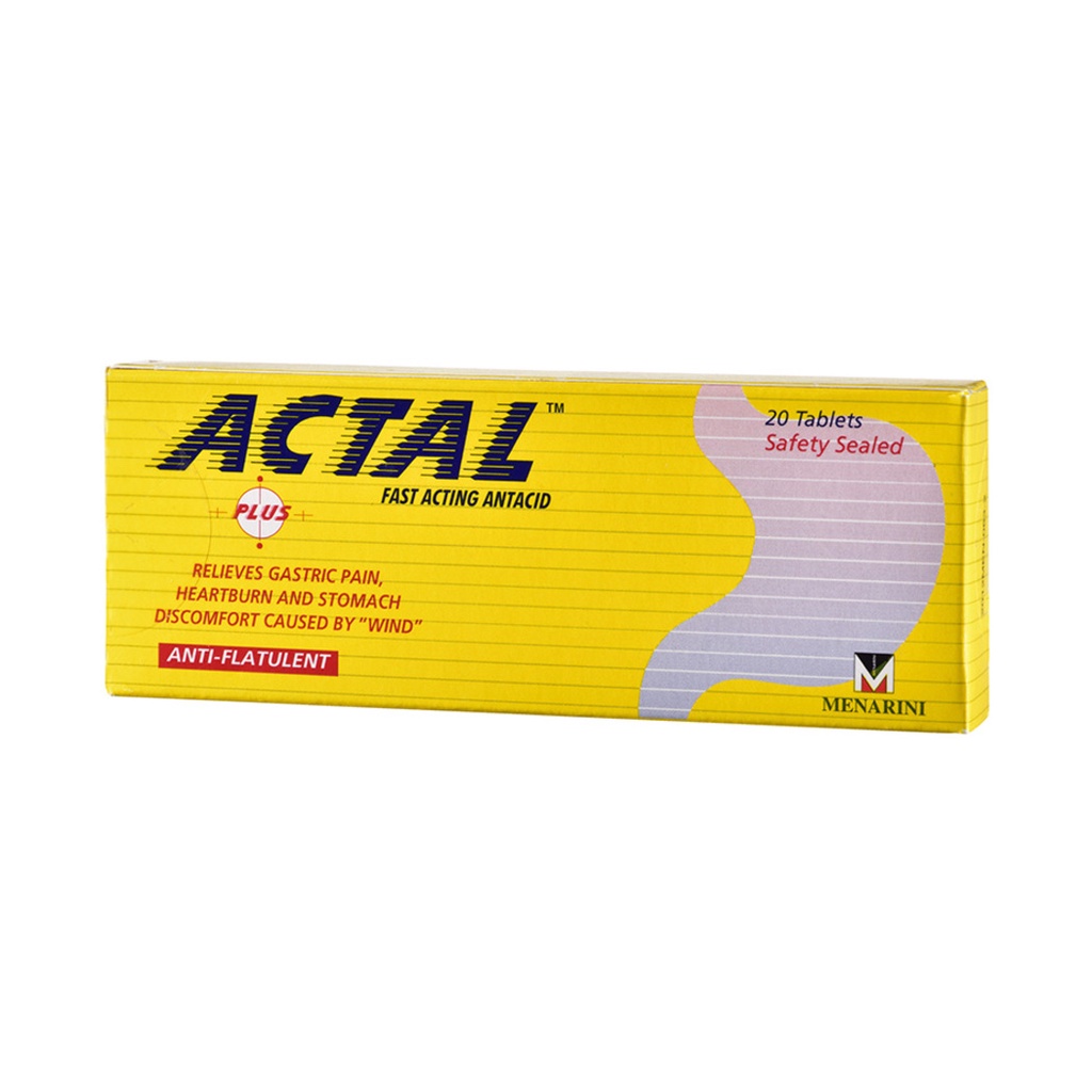 ACTAL Plus Fast Acting Antacid Pereda Asam Lambung 20 Tablet