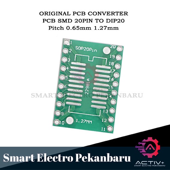 ORIGINAL PCB SMD 20PIN TO DIP 20PIN SOP20 PIN Pitch 0.65mm 1.27mm ADAPTER KONVERTER IC 20P SOP20 SSO