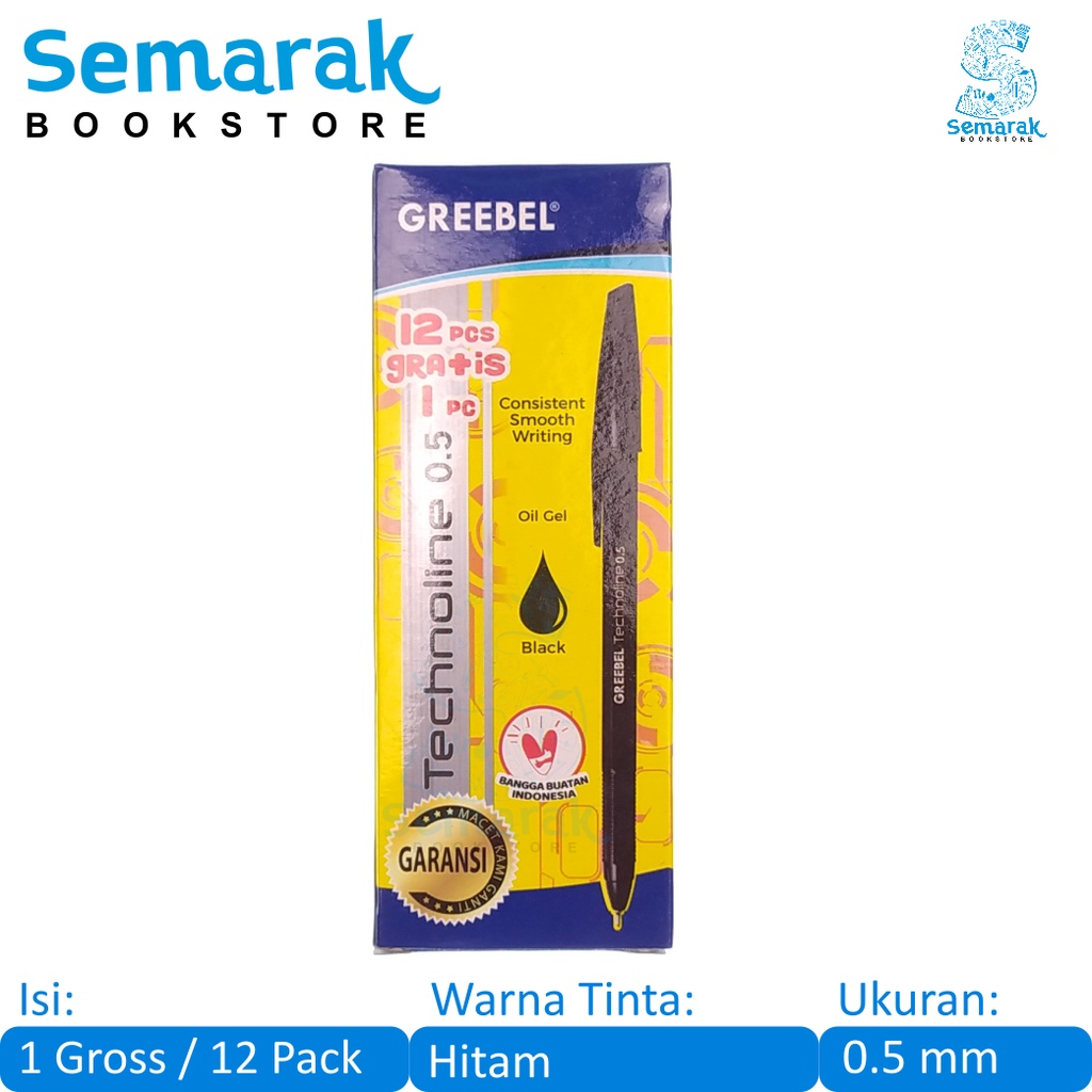 

Greebel Technoline Pulpen - Hitam [1 Gross / 12 Pack]