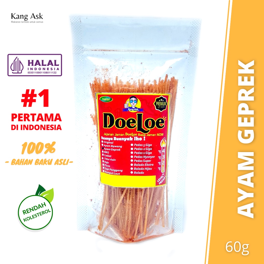 

Mie lidi Doeloe Rasa Spesial Ayam Geprek 60 gram Snack Kang Ask - 1 Pcs