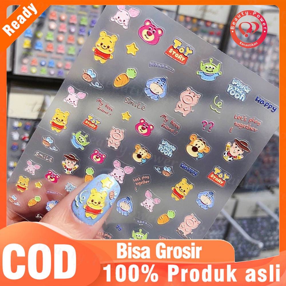 Cartoon Stiker Kuku Nail Embossed Sticker DIY Ultra Thin Cute Decor Japanese Style 5D Nail Sticker for Manicure