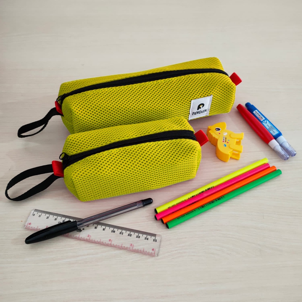 1 Set Pencil Case Penguin | Tempat Alat Tulis Sekolah / Kantor - Kuning