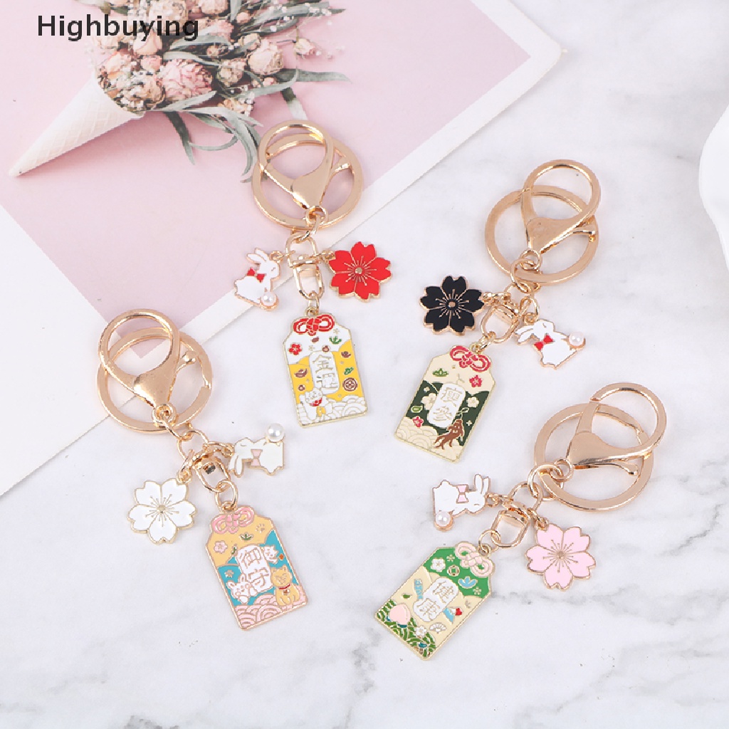 Hbid Gantungan Kunci Jepang Anime Rabbit Untuk Wanita Cherry Blossom Key-Ring Car Bag Pendent Glory