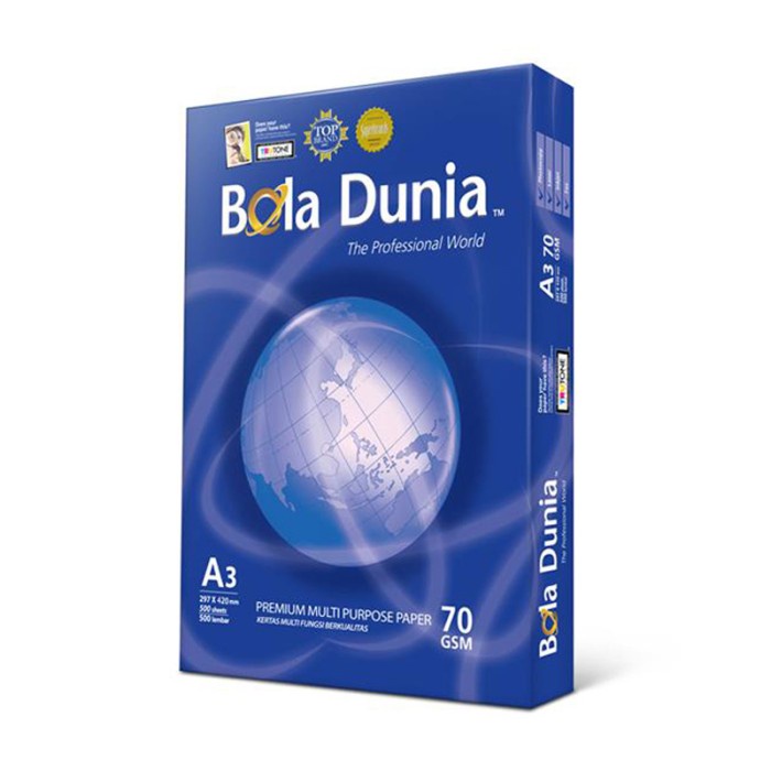 

:<:<:<:<] Bola Dunia A3 Kertas HVS Print Fotocopy 70gr/gsm Berkualitas