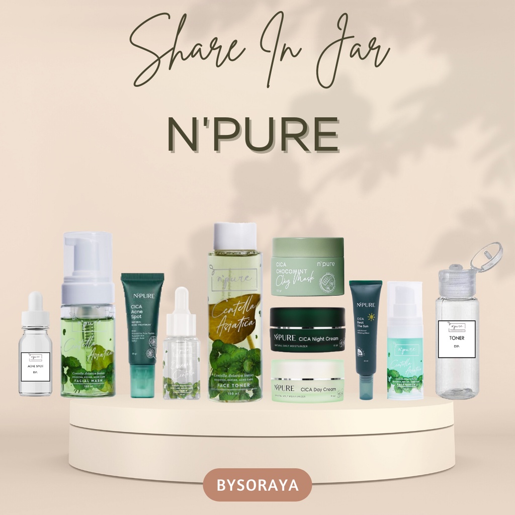 [SHARE IN JAR] NPURE FACE TONER, ESSENCE, FACE WASH / FACE FOAM, CICA ACNE SPOT CENTELLA ASIATICA, FACE PRIMER SERUM, DAY CREAM, NIGHT CREAM, CHOCOMINT CLAY MASK, CICA BEAT SUNSCREEN CICA SERIES