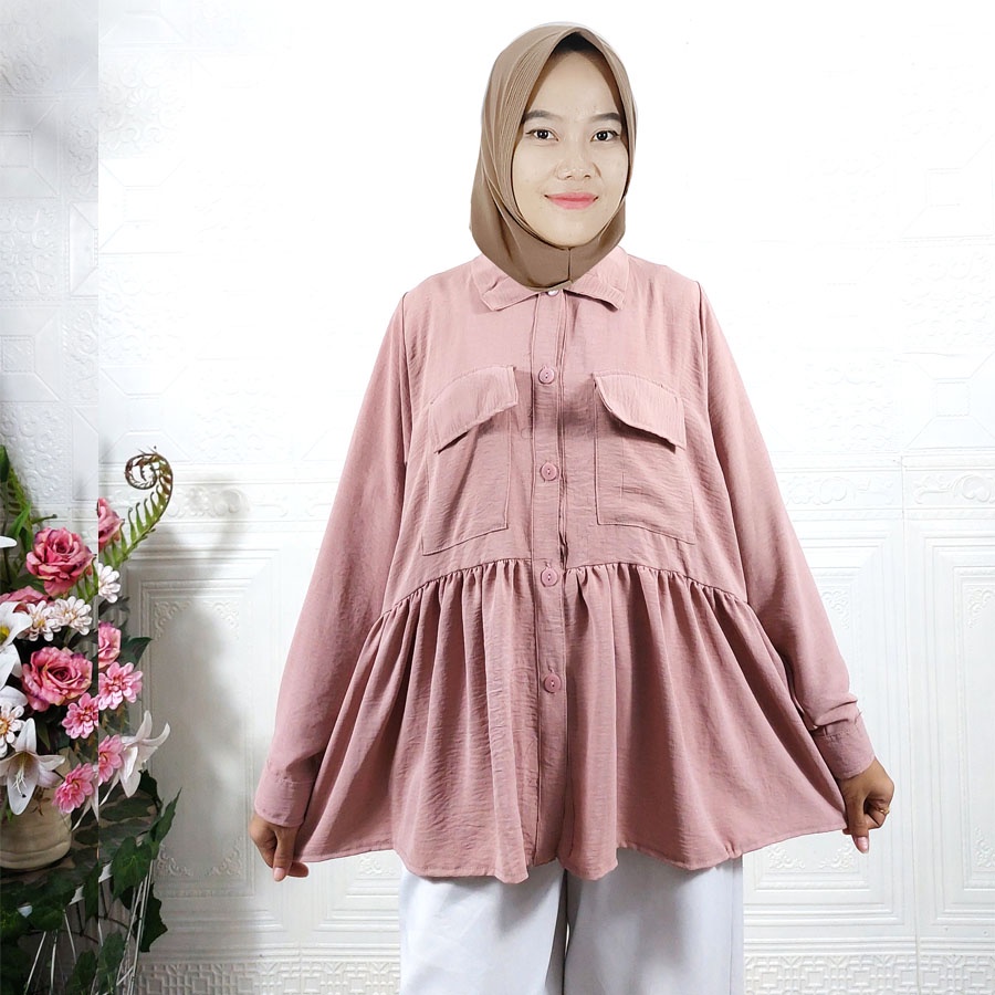 BLOUSE WANITA CRINGKLE AIRFLOW ARINA RUBI ADA KANTONG GL FASHION