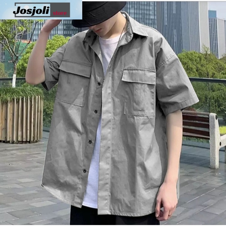 JOSJOLI_STORE/Kemeja Oversize PD-08 Dan Salur/Atasan Pria Dewasa Lengan 7/8