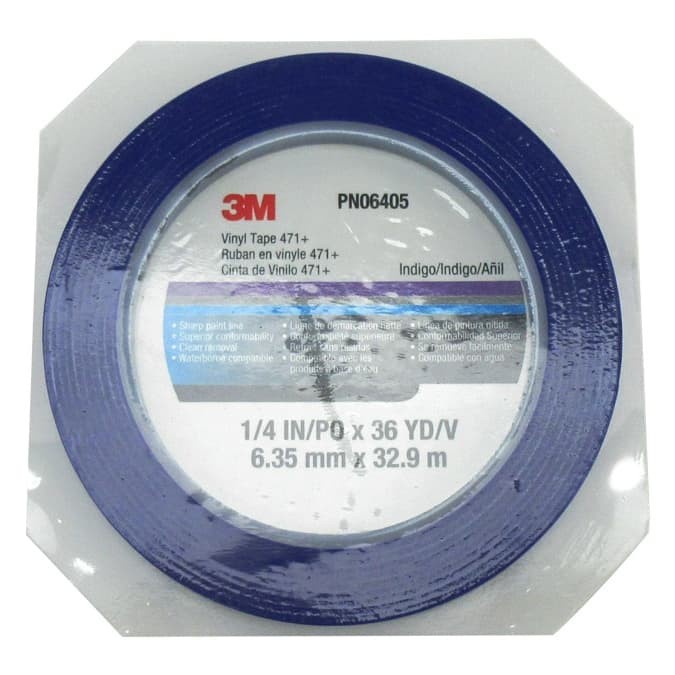

Selotip 3M Masking Vinyl Tape 471+ Profesional Blue Size 1/4 In X 36 Yard