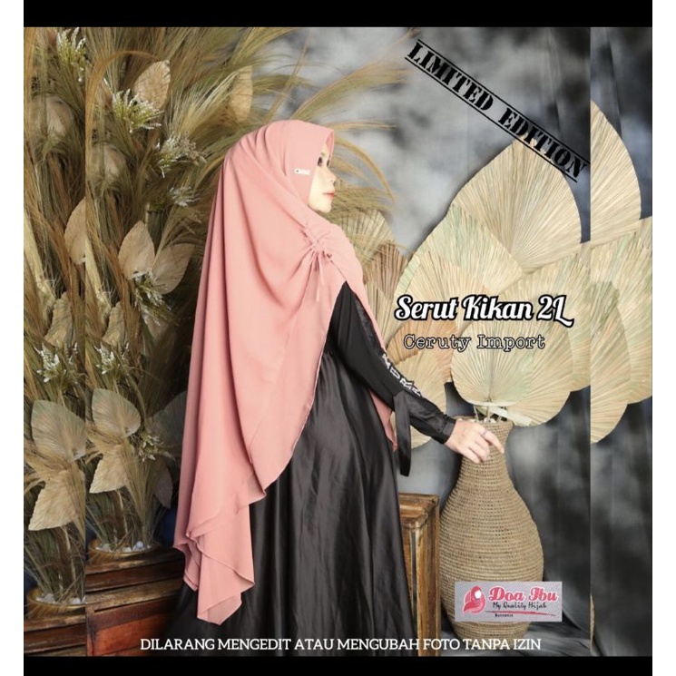 633 Jilbab Ceruty 2 Layer DOA IBU Jumbo/Hijab Khimar Syari 2 Layer/Jilbab DOI softped Jumbo Ceruty 2
