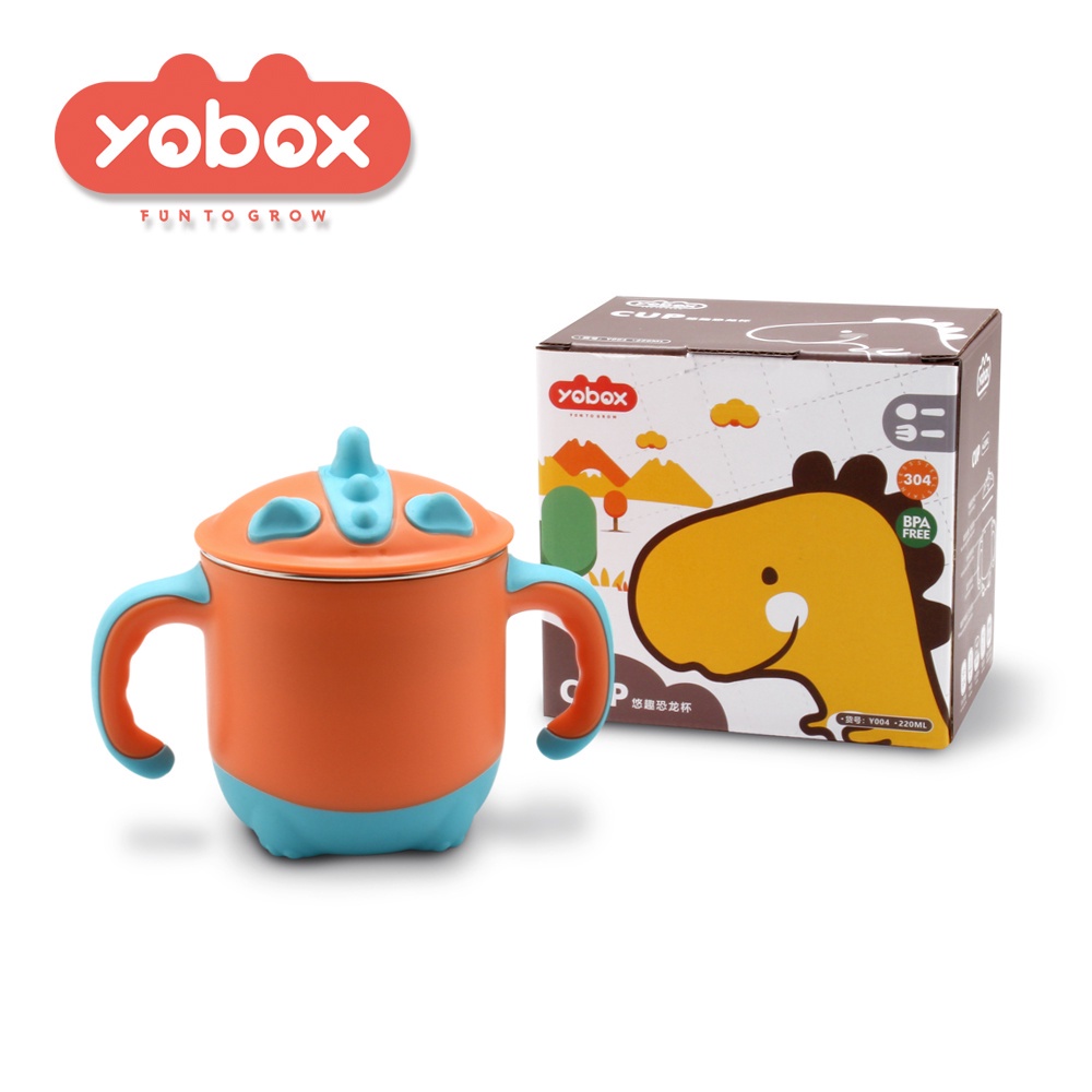 YOBOX Gelas bayi dengan pegangan model DINO Y004 YOOYEE