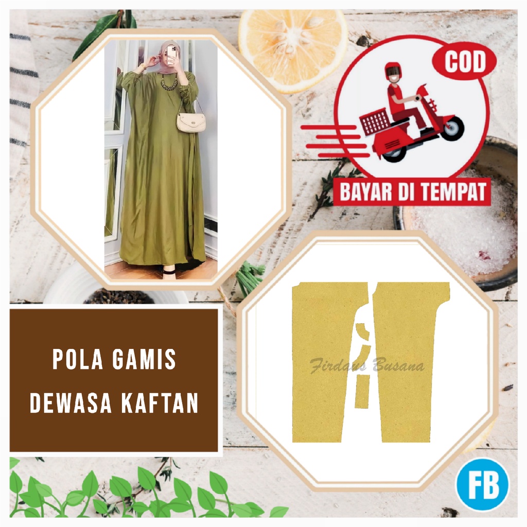 【COD】Pola Gamis Dewasa Kaftan Terbaru Ukuran Lengkap | Pola Baju Gamis Wanita Dewasa | Pola Baju Wan