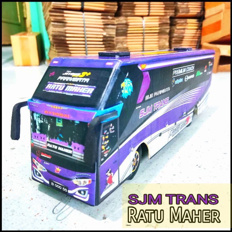 Mainan Miniatur Bus Telolet Basuri Full Lampu