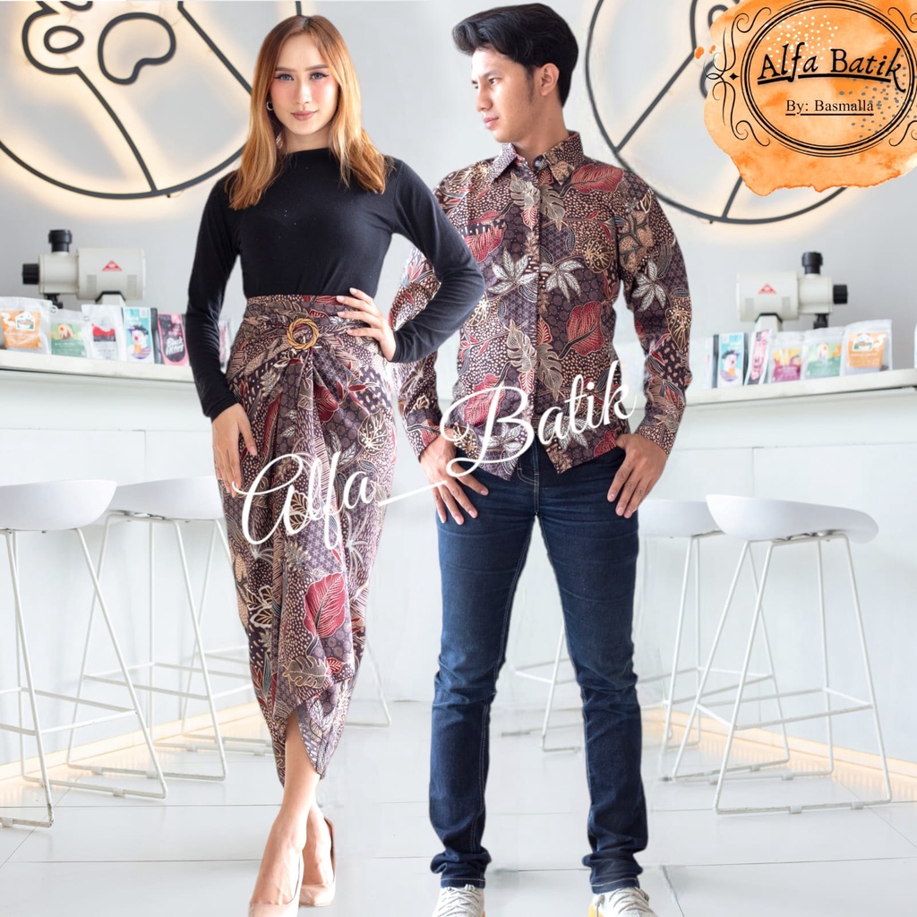 ROK LILIT DAN KEMEJA BATIK/COUPLE BATIK/COUPLE BATIK KONDANGAN/COUPLE BATIK KEKINIAN/COUPLE BATIK PREMIUM