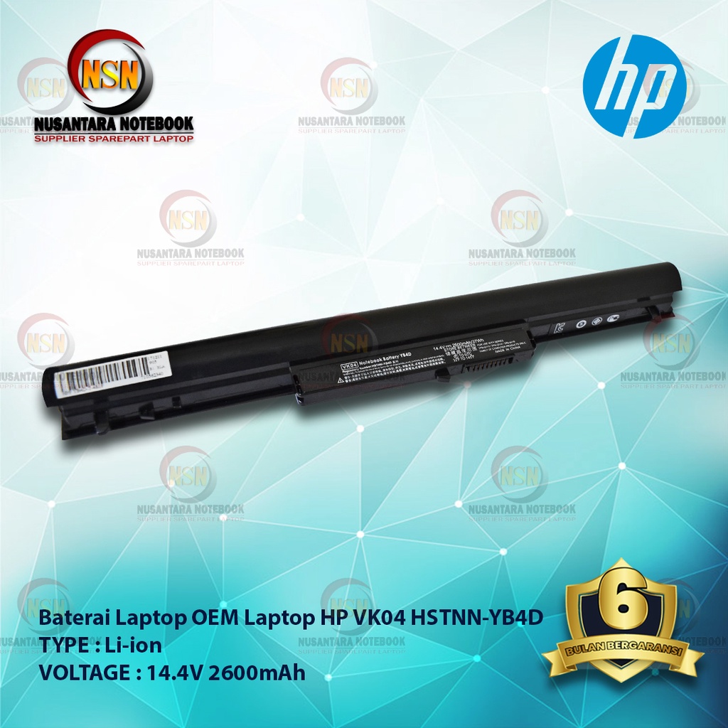 Baterai OEM HP sleekbook 14 SERIES VK04 HSTNN - YB4D 14.4V 2600mAh