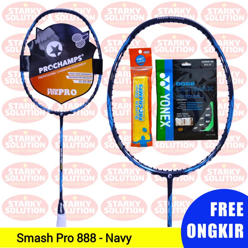 Raket PROCHAMPS SMASH PRO 888 Bulutangkis Badminton Original - Navy