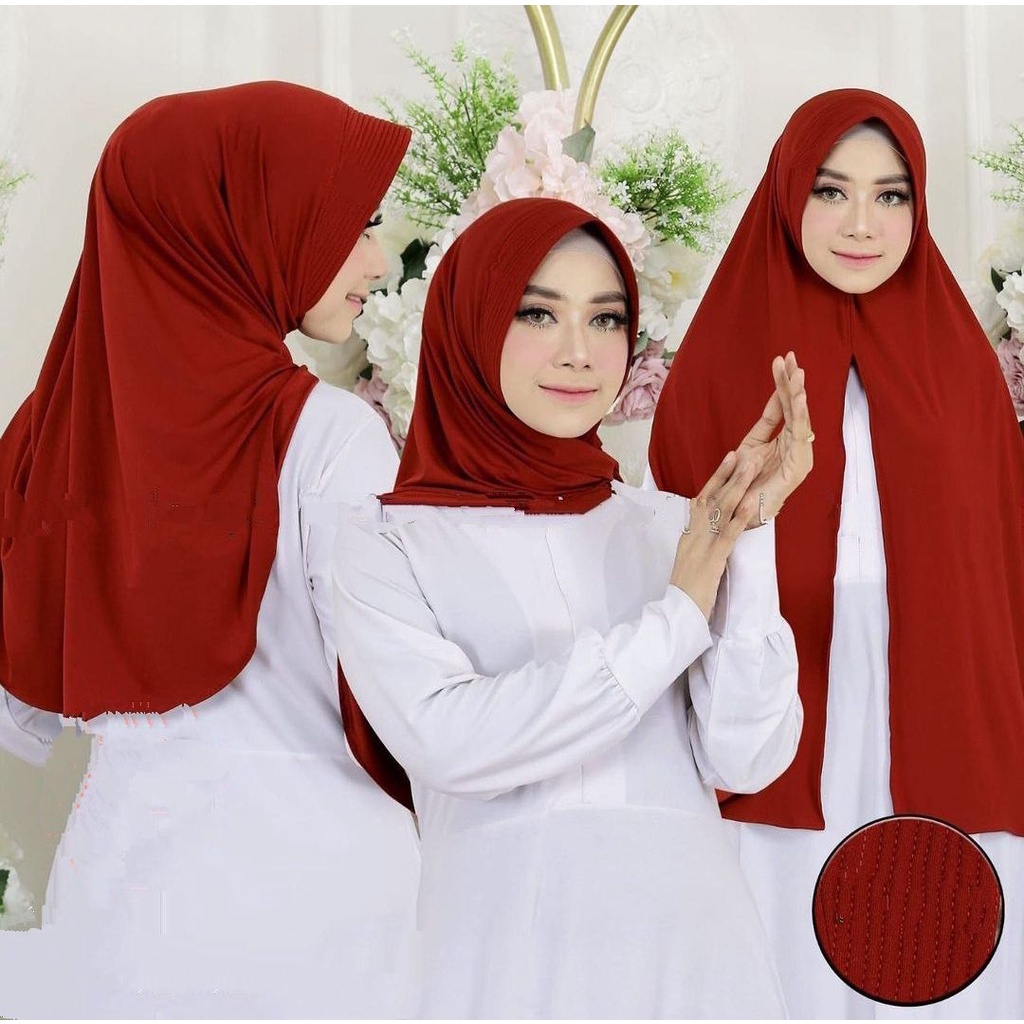 (KJI) HIJAB PASHMINA NIRWANA PED BELAH JILBAB INSTAN JERSEY BERGO PREMIUM