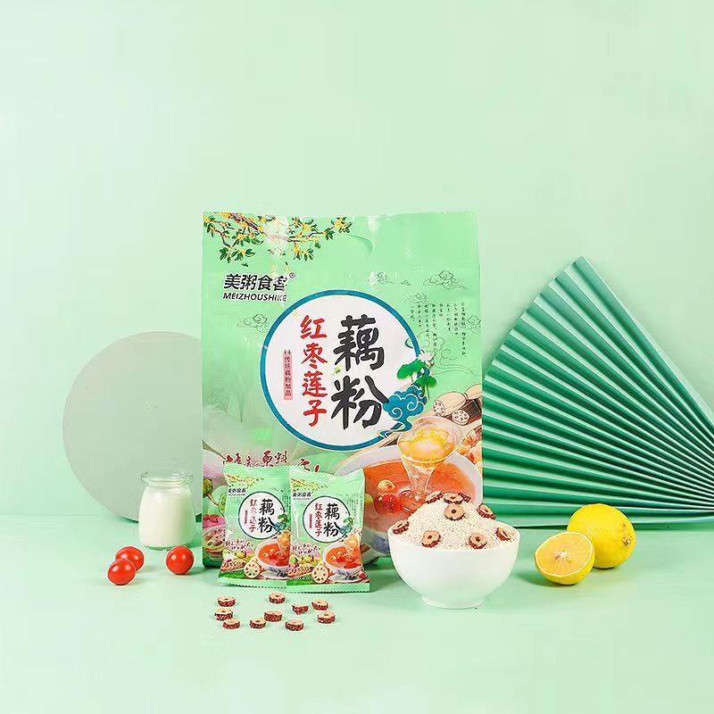 MeiZhouShiKe Bubuk Akar Teratai Lotus Root Powder Sachet 美粥食客 藕粉 500gr - OU FEN SACHET - Sarapan Bergizi - Obat Maag - Sahabat Gerd / Asam Lambung