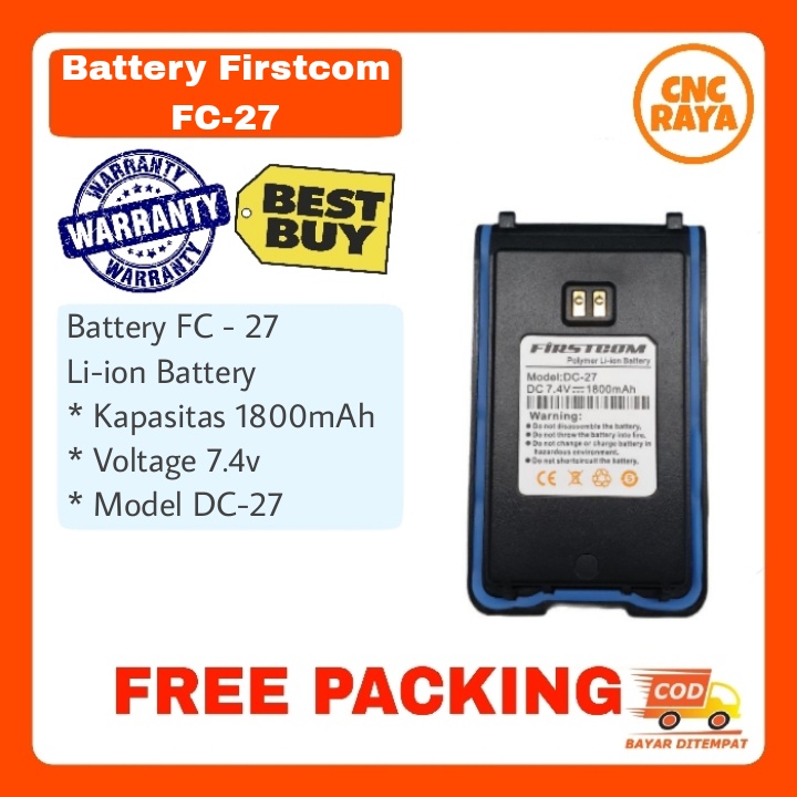 Battery HT Firstcom FC 27 FC27 FC-27 Walkie Talkie | Baterai H T Fistcom handy talkie | Batrai hate com | toko radio komunikasi