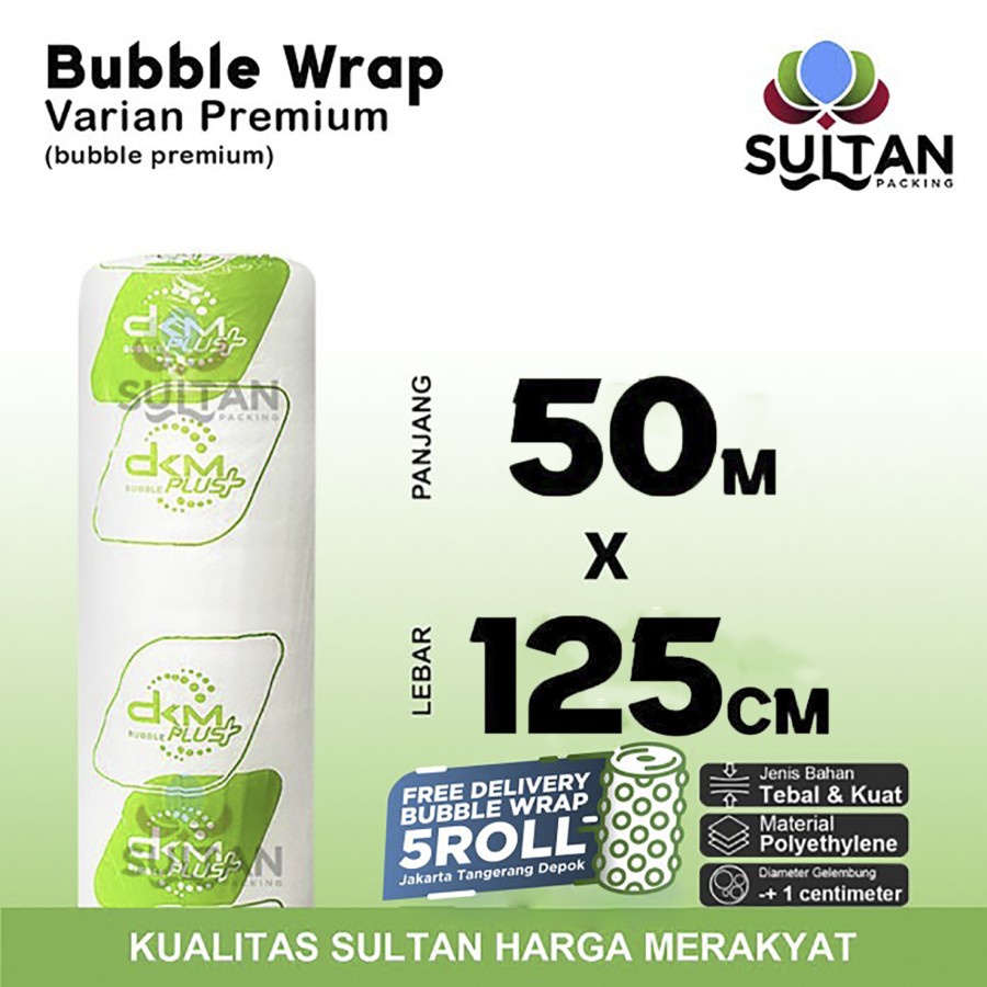 

Plastik Bubble Wrap 50cm x 125m Bening hijau Bubblewrap Roll