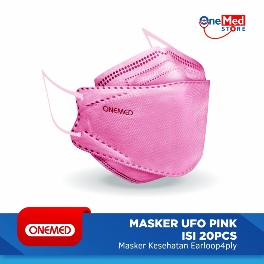 Masker Karet Medis UFO Pink 3D OneMed 4ply Box isi 20pcs