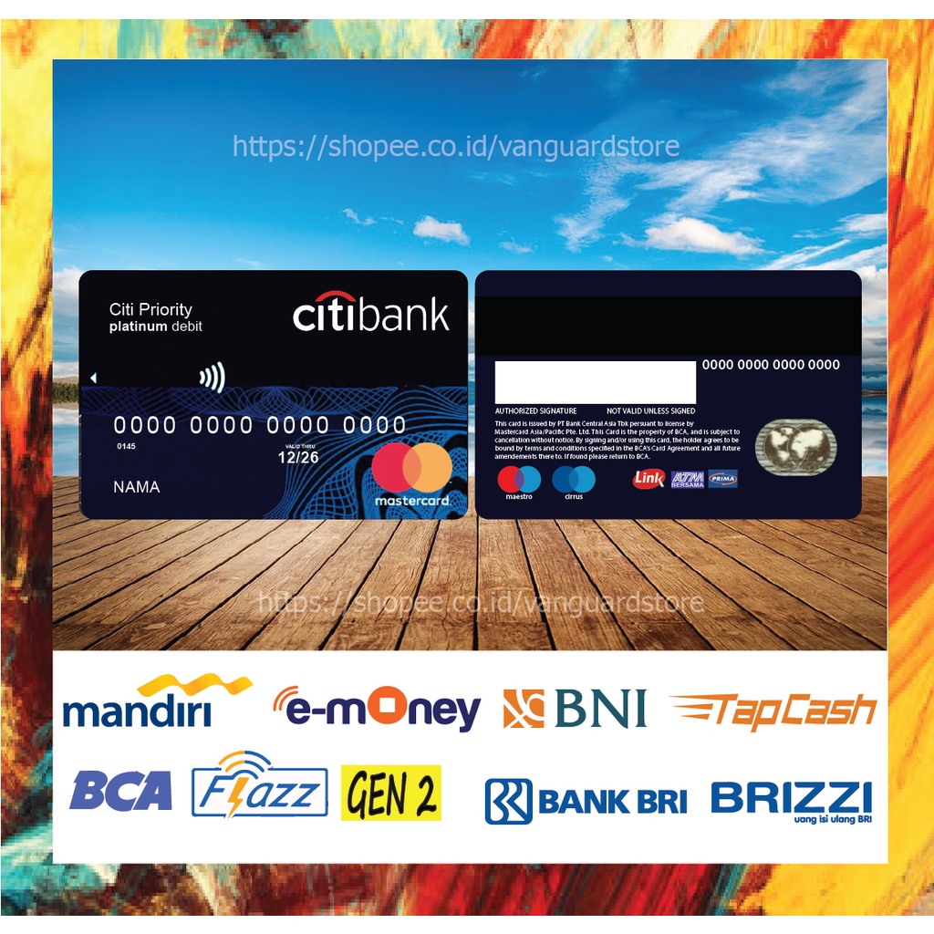 KARTU E MONEY E TOLL KARTU CITI BLUE MASTERCARD DEBIT CREDIT EMONEY MANDIRI FLAZZ BCA BNI TAPCASH BRIZZI BRI - 2 SISI