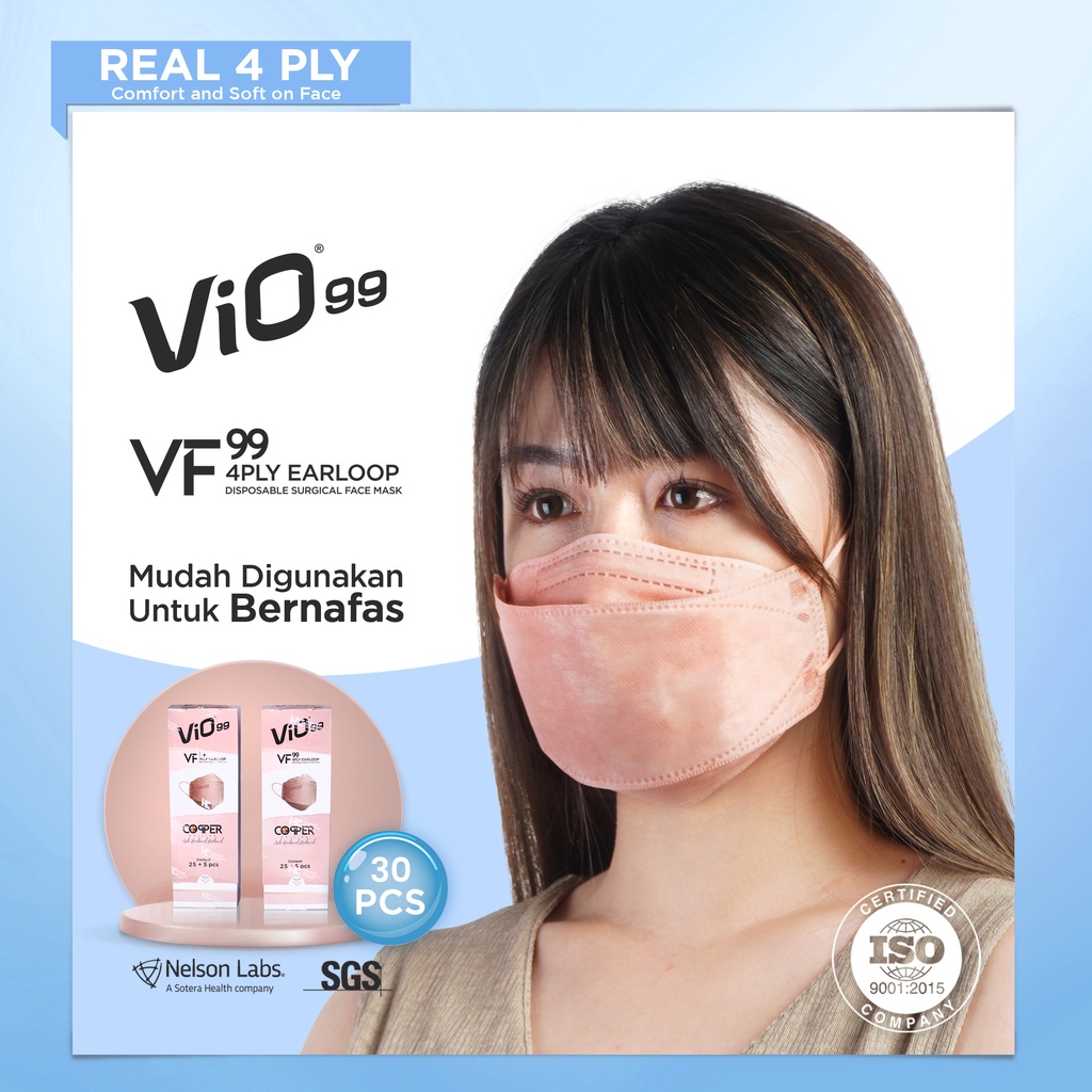 Vio - VF99 Mask '30S 4 Ply Earloop Copper Masker Medis filtrasi 99% real