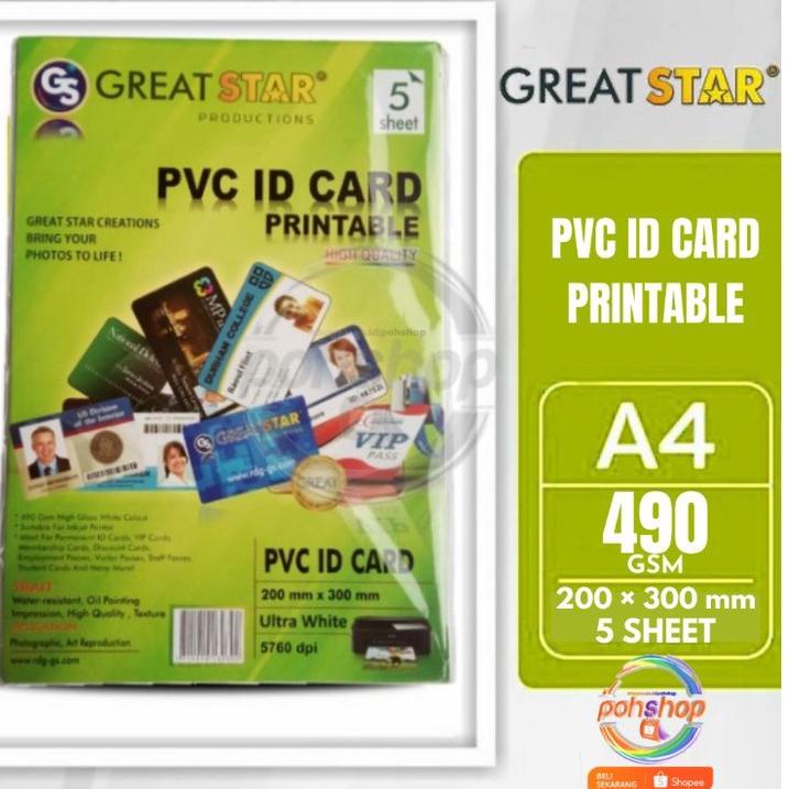 

Big Sale!! Great Star PVC ID CARD Printable 5's