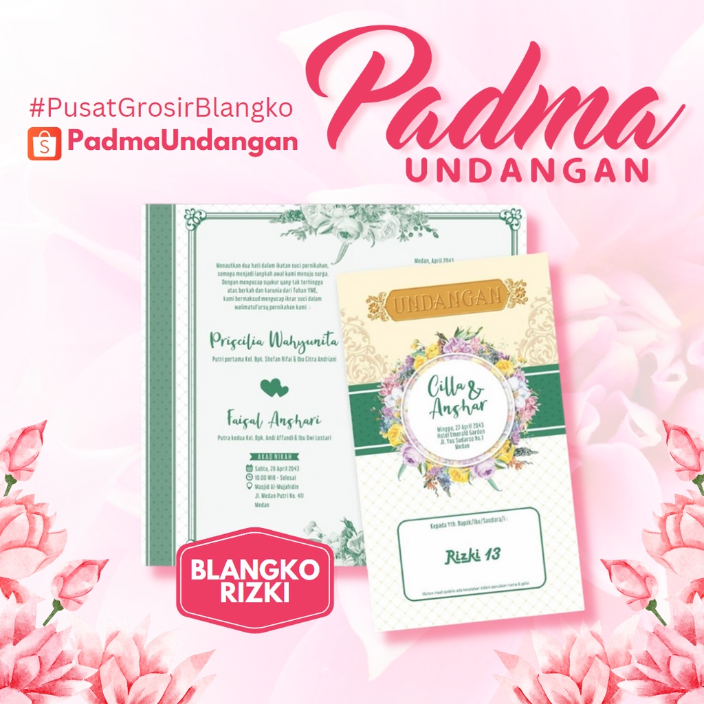 Blangko Undangan Rizki 13 | Jual Pusat Grosir Blangko Kertas Kartu Undangan Kosong Nikah Murah | Pad