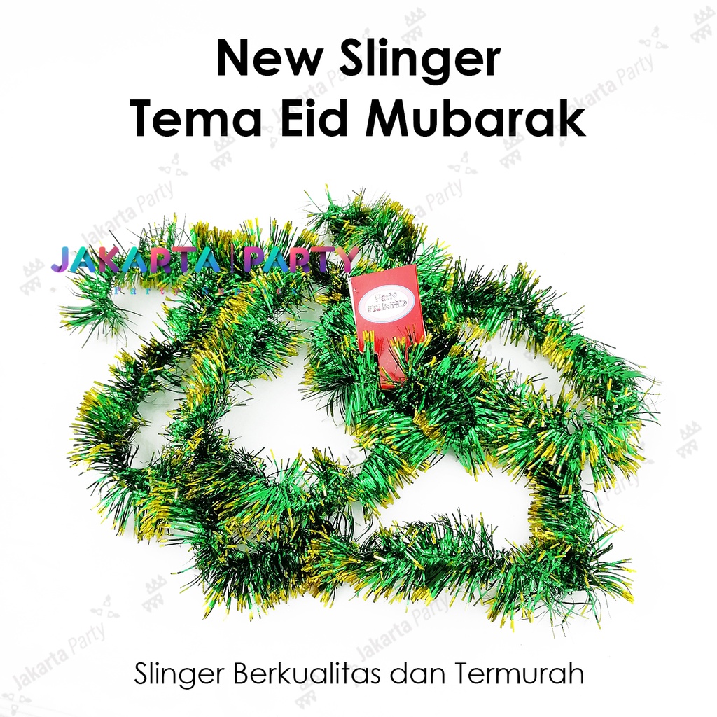 Slinger Lebaran Hijau Ujung Gold / Garland Tinsel / Slinger Tinsel