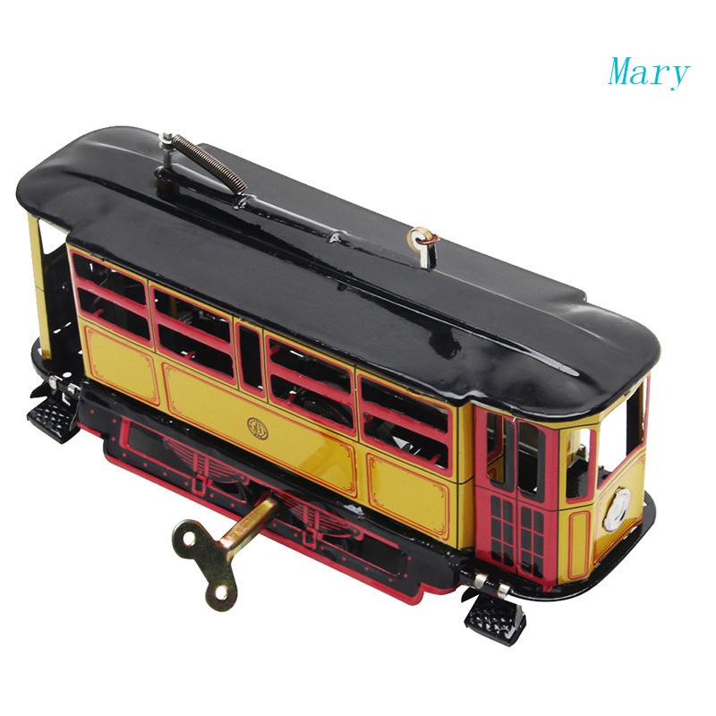 Mary Retro Wind Up Trem Cable Bus Jarum Jam Streetcar Mainan Vintage Koleksi Anak Hadiah