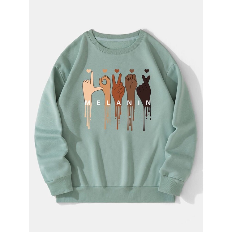 MELANIN HAND Sweater Crewneck Print DTF II MELANIN HAND Sweatshirt Basic II Sz M - XL Anak &amp; Dewasa ( Pria &amp; Wanita )