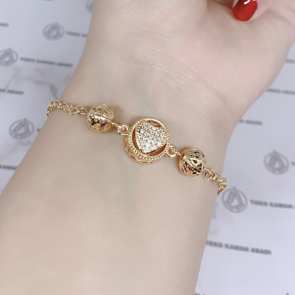 Gelang Tangan Xuping Gold Perhiasan Fashion Wanita Dewasa Model Ring Permata Silang *19