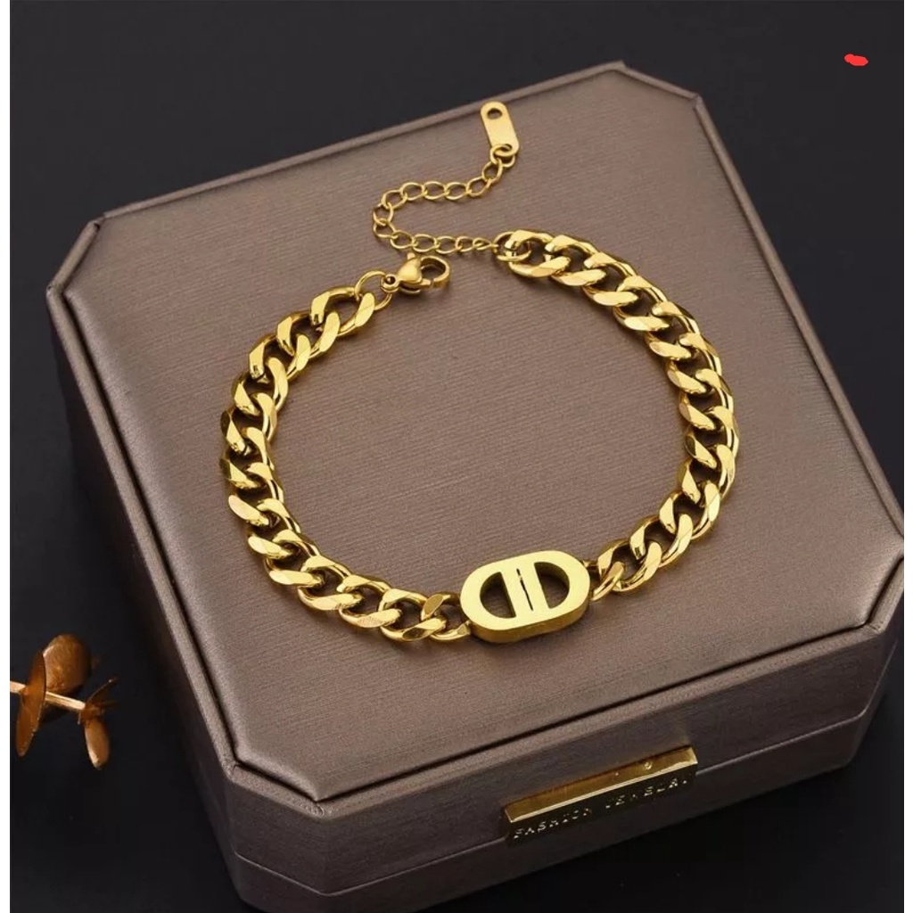 Gelang Tangan Rantai Lebar 0,8cm (8mm) Model Double D