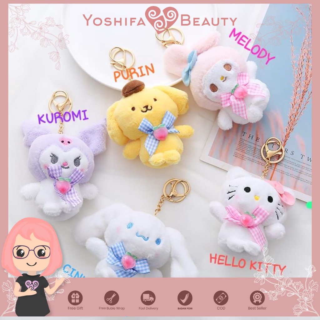 Gantungan Kunci Boneka Kuromi Sanrio Hello Kitty | Plush Doll Keychain
