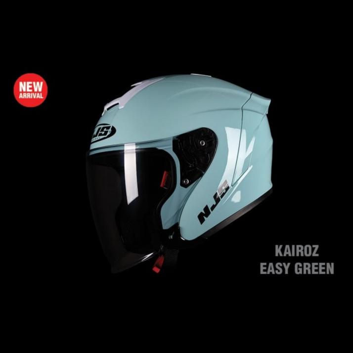 Njs Kairoz Easy Green Glossy Solid | Helm Half Face Hijau Glossy Ori