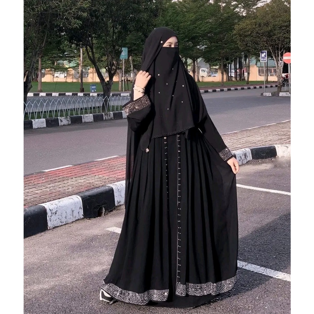 Gamis Abaya Dubai 475 Bahan Jetblack dan Maxmara