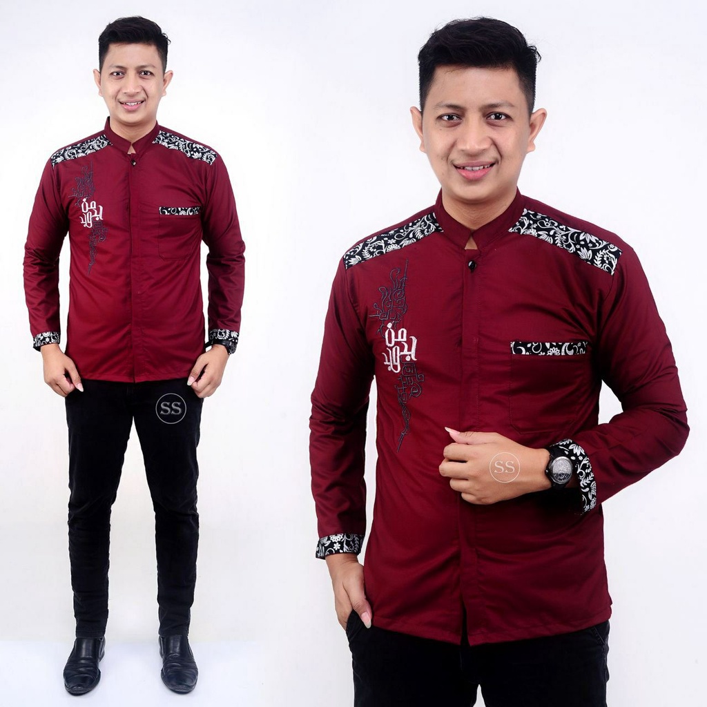 Baju Koko Pria Bordir Syubbanul Muslimin Koko Azzahir Koko Kurta Lengan Panjang