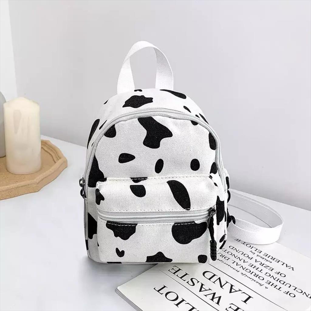YA 229 - Tas Ransel Mini motif sapi Backpack Fashion Wanita korea Tas Sekolah Kuliah