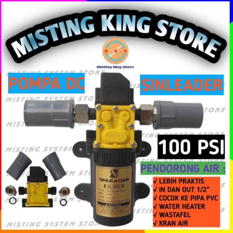 [ZX475] PAKET SET POMPA DC 12V 100PSI SINLEADER DINAMO SINGLE PUMP NEPEL 18MM + SOCK DRAT DALAM KE P