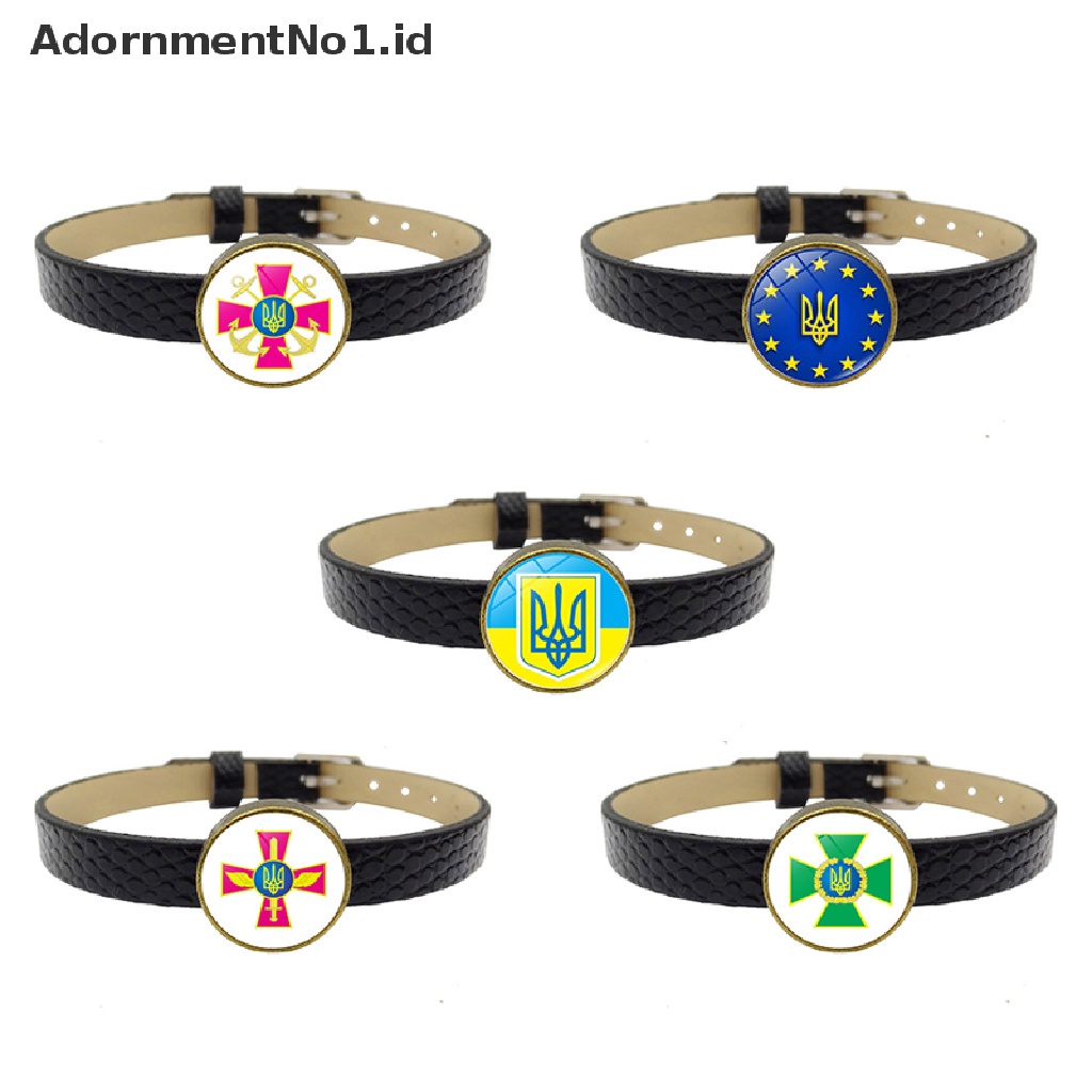 [AdornmentNo1] Perhiasan Gelang Manik-Manik Bendera Lambang Trisula Bangle Kulit PU [ID]