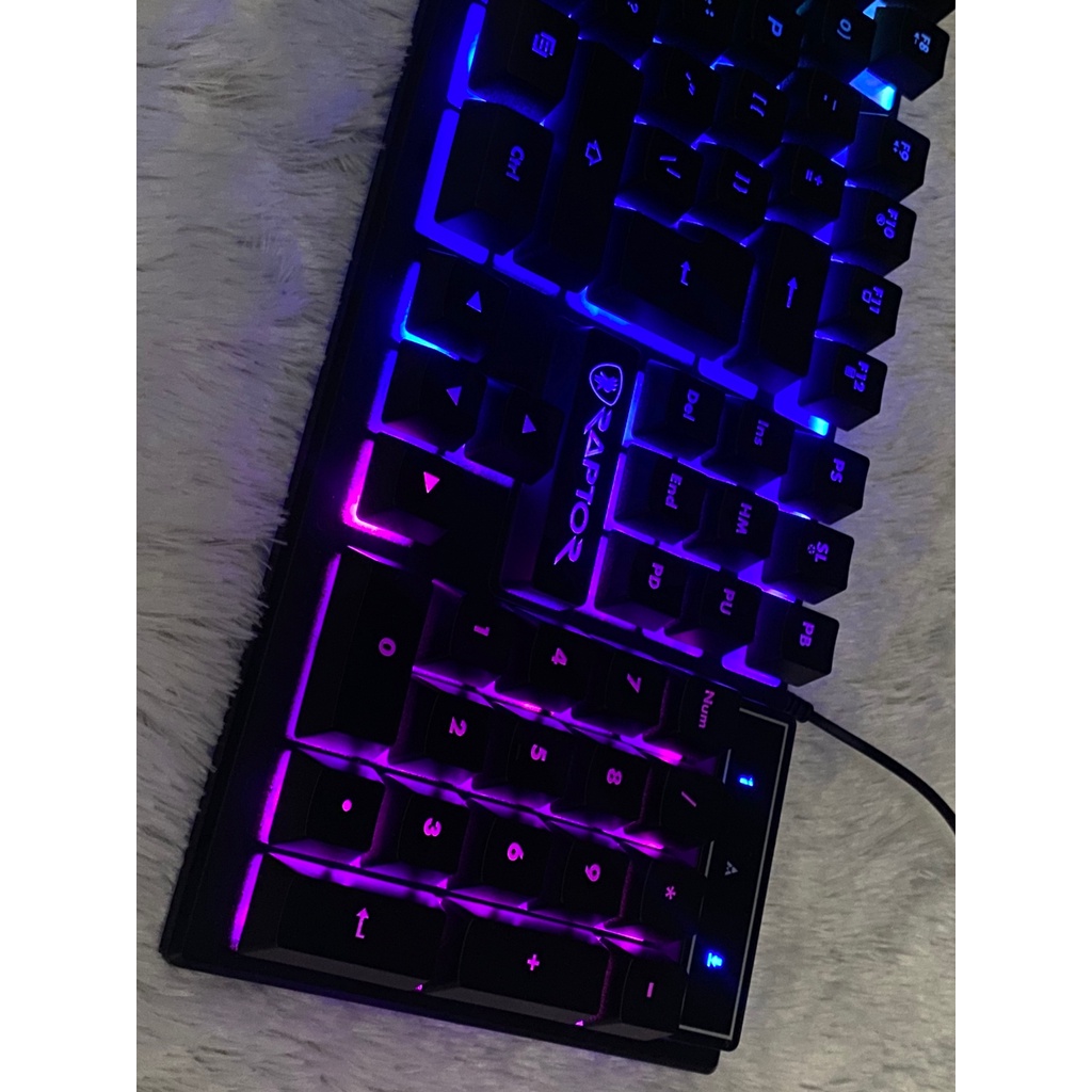 PAKET KEYBOARD MOUSE GAMING GAME RGB RAPTOR CYPHER 890 USB WIRED KABEL LIGHT LIGHTING