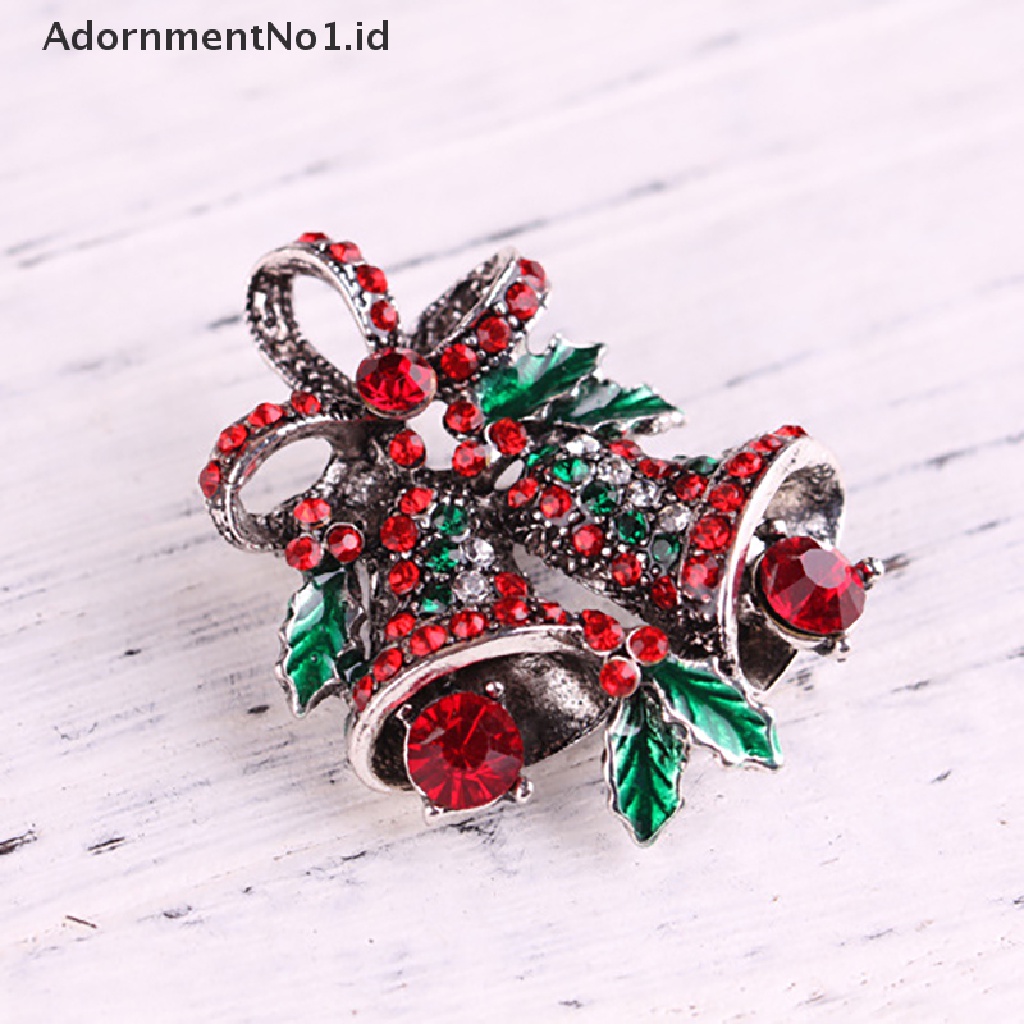 [AdornmentNo1] Kristal Bell Natal Bros Pin Wanita Anak Indah Berlian Imitasi Festival Aksesoris Lencana Hadiah [ID]