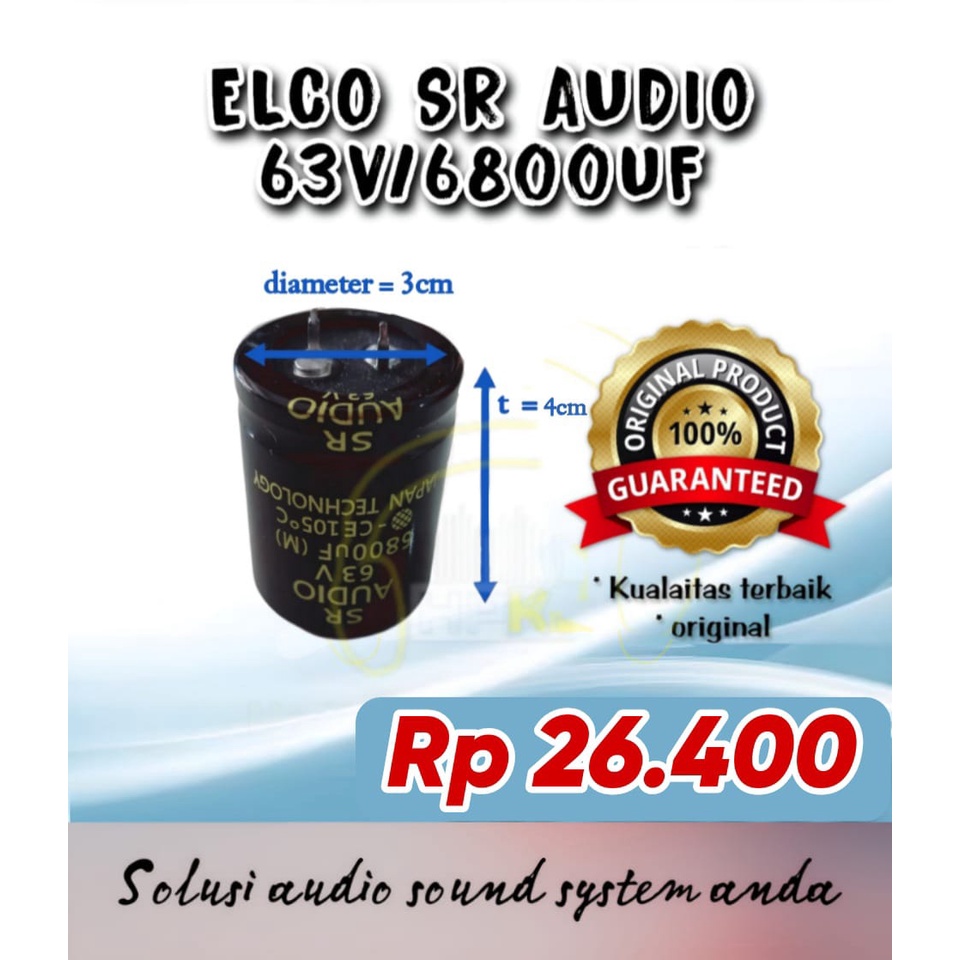Elco SR Audio 63v 6800 uf Sraudio 6.800uf 63 volt