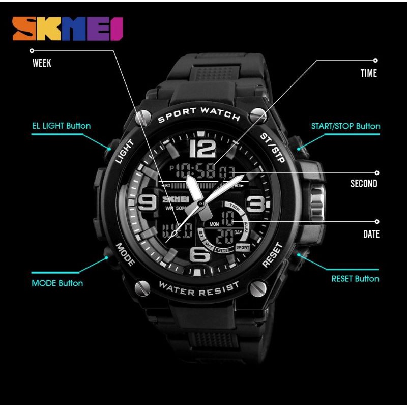 Jam Tangan  Pria / SKMEI AD 1340 / Jam Tangan Dual Display Original Skmei