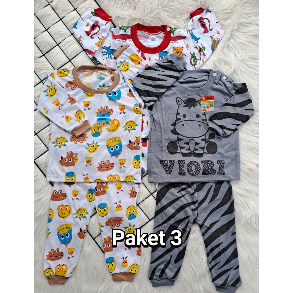 setelan baju bayi laki laki perempuan lengan panjang lucu 3-18 bulan (3 pcs) PAKETAN HEMAT (5)