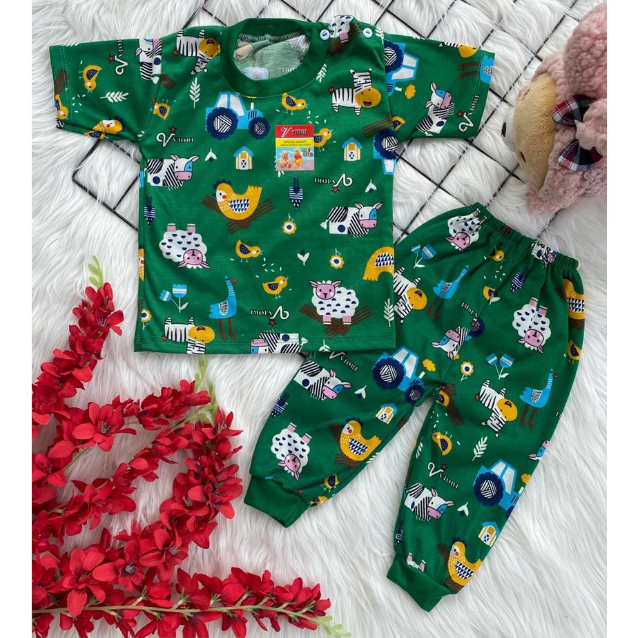 stelan baju bayi laki laki perempuan lucu murah motif jungle animal PENDEK PANJANG 3-18 BULAN