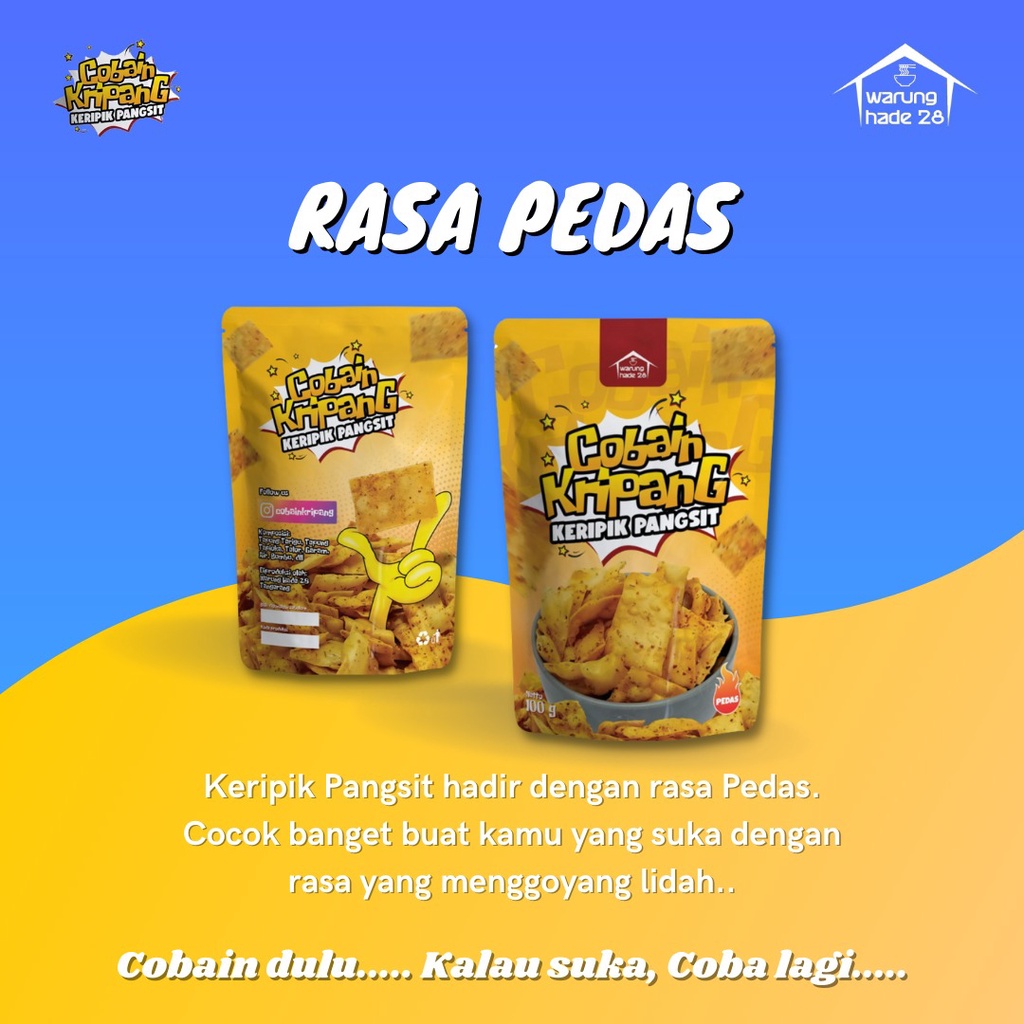 KRIPANG Keripik Pangsit 100gr Rasa Pedas / Rasa Asin Reseller Welcome