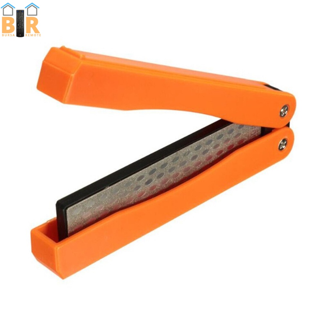 Alat Asah Pengasah Pisau Lipat 2 Sisi Asahan Portable Mini Grit 400/600# Warna Orange